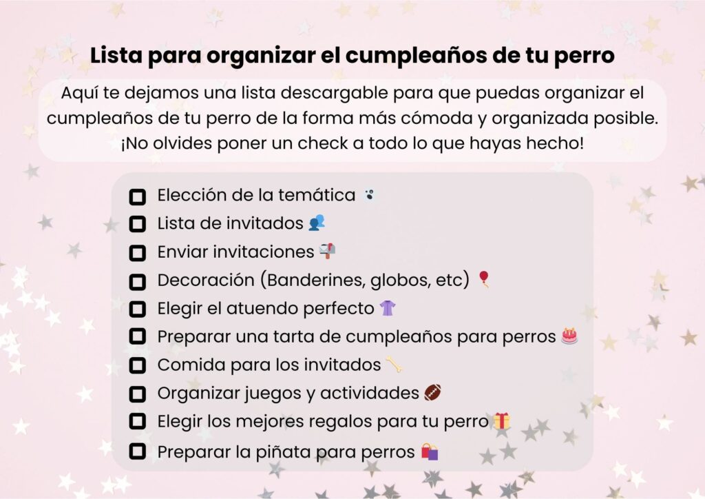 check lista para celebrar el cumpleaños de tu perro